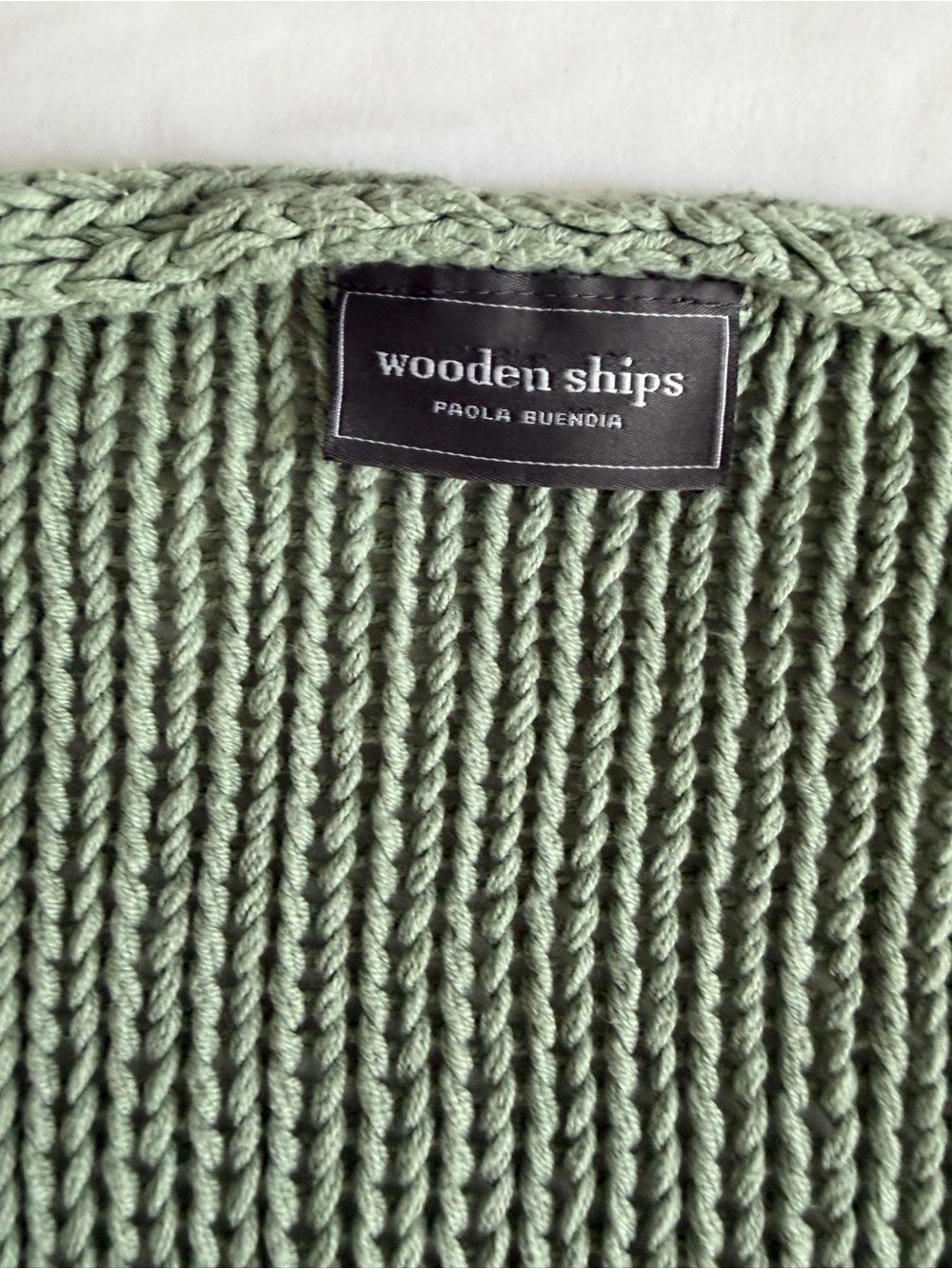 Wooden Ships Sea Foam Green V-Neck Open Knit Pullover Lightweight Sweater - Picture 11 of 14